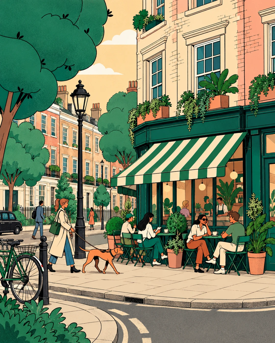 Illustrated miniature London street with little shopfronts, the tinyLDN look and feel